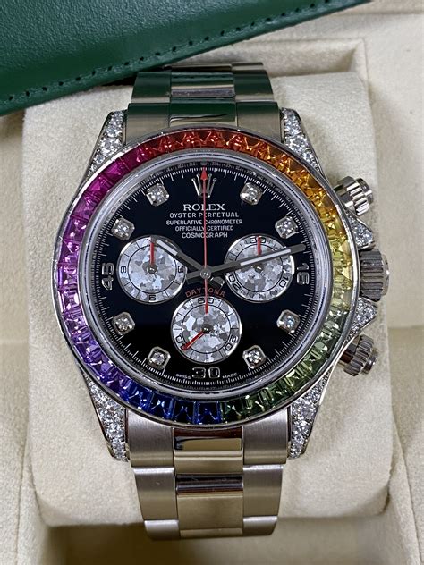 rolex daytona rainbow white gold price|Rolex rainbow 2021 price.